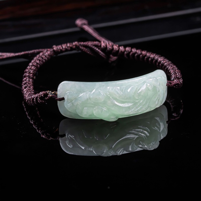 Vintage Fashion Jewelry - ビルマ翡翠貔貅ブレスレット彫刻手編み天然翡翠ブレスレットバングルアクセサリーファッションヴィンテージ本物のジュエリーチャーム