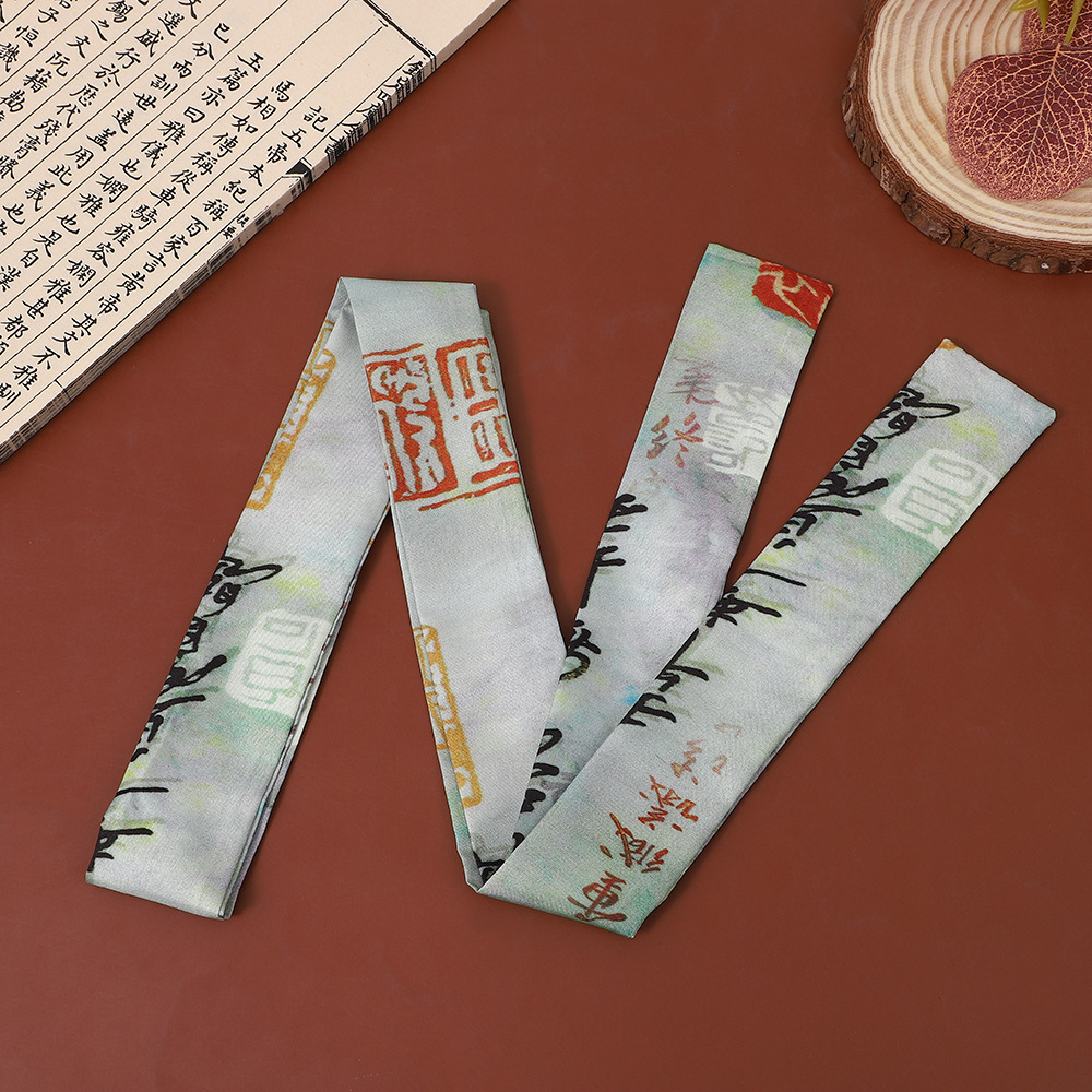 Vintage Fashion In Chinese - 女性用の古典的な中国風のロングプリントシルクスカーフ、ヴィンテージボヘミアンシルクスカーフラップ、ネックヘッドデイリートラベルギフトトレンディ