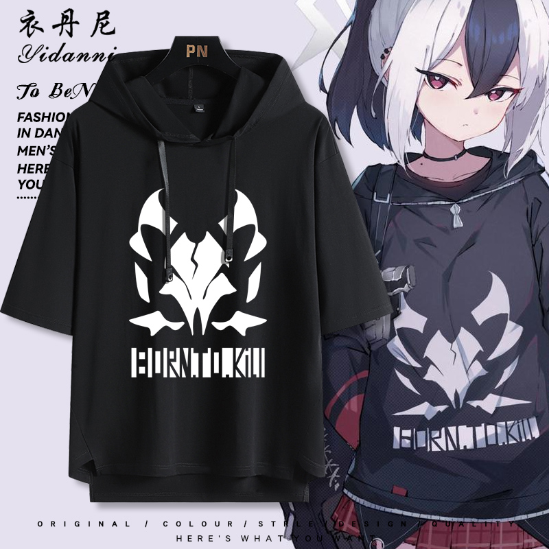 Vintage Fashion Archive - アニメブルーアーカイブ鬼方カヨココスプレプリント半袖 Tシャツカジュアル Tシャツファッションヴィンテージシャツ夏に多用途