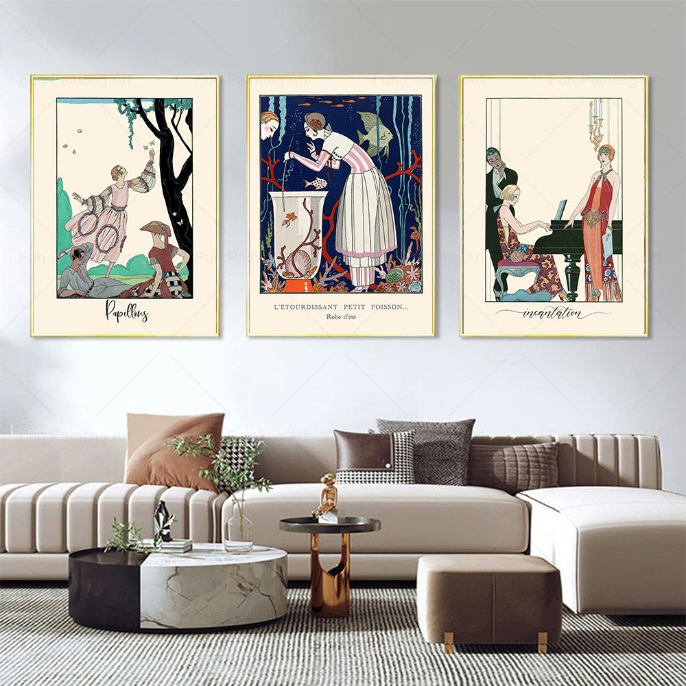Vintage Fashion Magazine Covers - ヴィンテージプリント 1920 年代フランスファッション雑誌カバーアートポスターパリ壁アート Cnavas 絵画アンティーク画像リビングルームの装飾