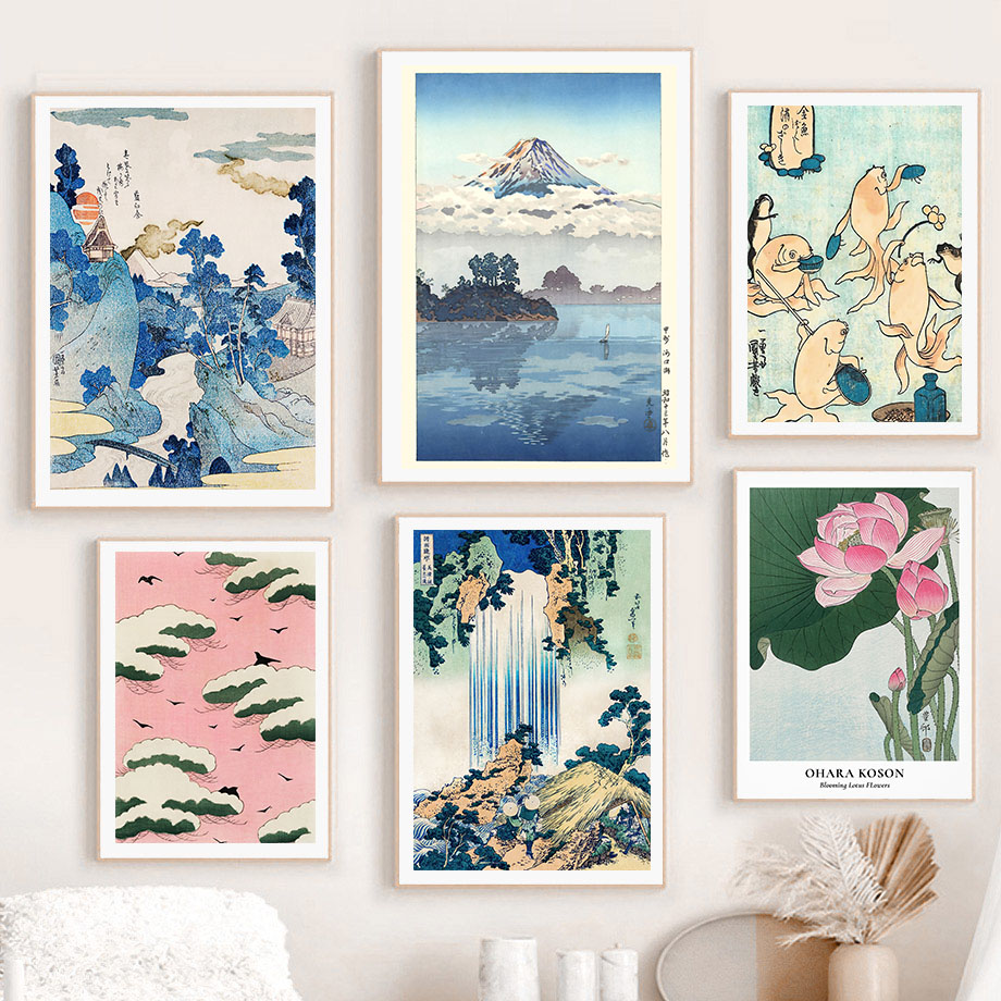 Vintage Fashion Wall Art - 北斎大原古松日本アートポスターヴィンテージゲストルームホームバーカフェ装飾家の装飾プリント壁ポスター写真