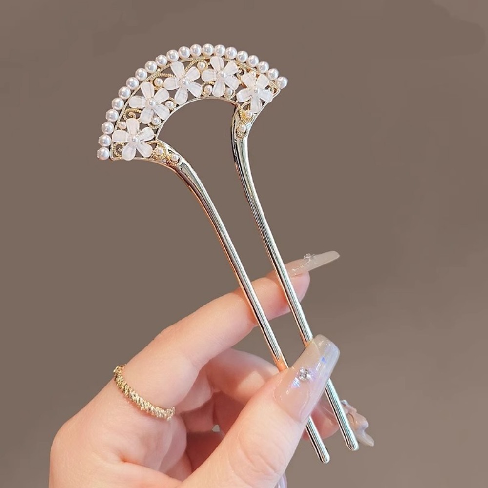 Vintage Fashion Jewelry - 1pc 絶妙なファッションエレガントなヴィンテージパール U ピンヘアアクセサリーとコラムかぶと卸売レトロヘアピンヘアジュエリー