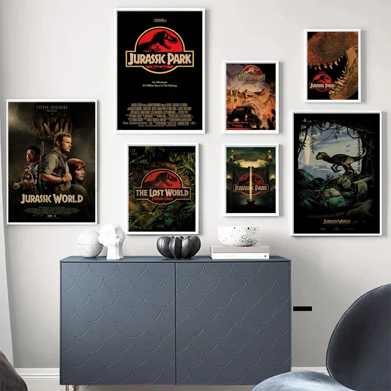 Vintage Fashion Wall Art - 映画ポスター ヴィンテージポスターとプリント リビングルーム用ウォールアート写真 ホームデコレーション 恐竜キャンバス絵画 ジュラシックパーク