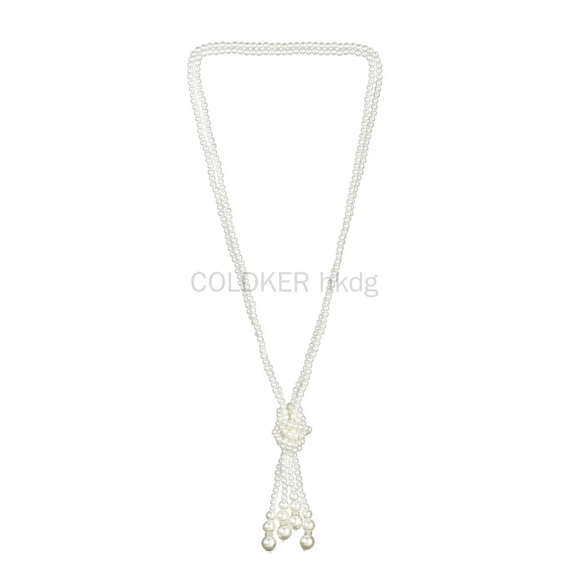 Vintage Fashion Jewelry - 1920年代風パールネックレス フェイクパール ギャツビーアクセサリー ヴィンテージパーティーコスチュームジュエリー ホワイトロングネックレス レディース