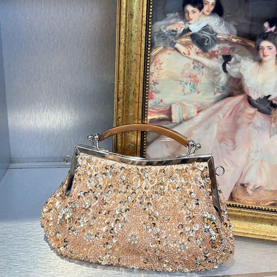 Vintage Fashion In Chinese - トレンドのヴィンテージ風チャイナドレスバッグ 刺繍ショール付き レディースサッチェル 上海スタイル 輸入卸売ファッション
