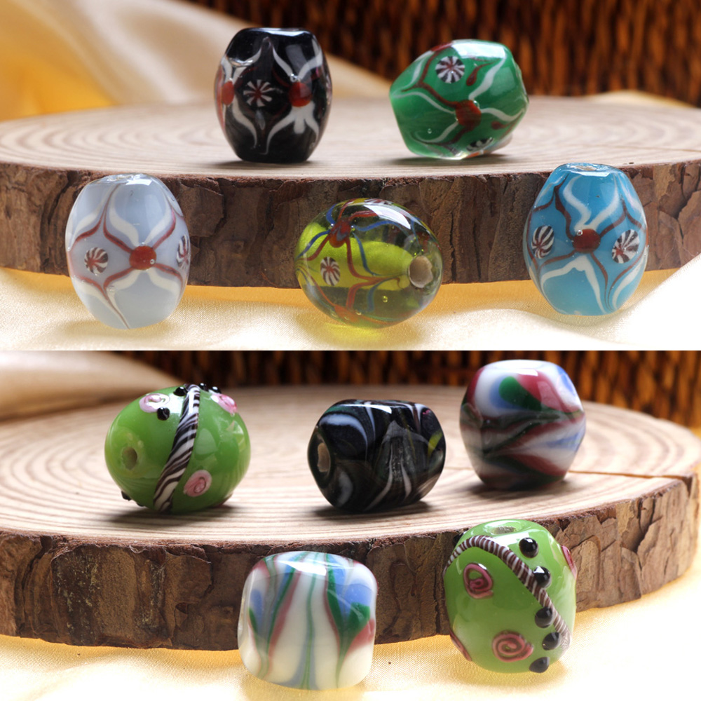 Vintage Fashion Jewelry - 1PC 20 ミリメートル高レベル手作り楕円形ランプワークガラスビーズ DIY ファッション花チャームネックレスジュエリー作成アクセサリー