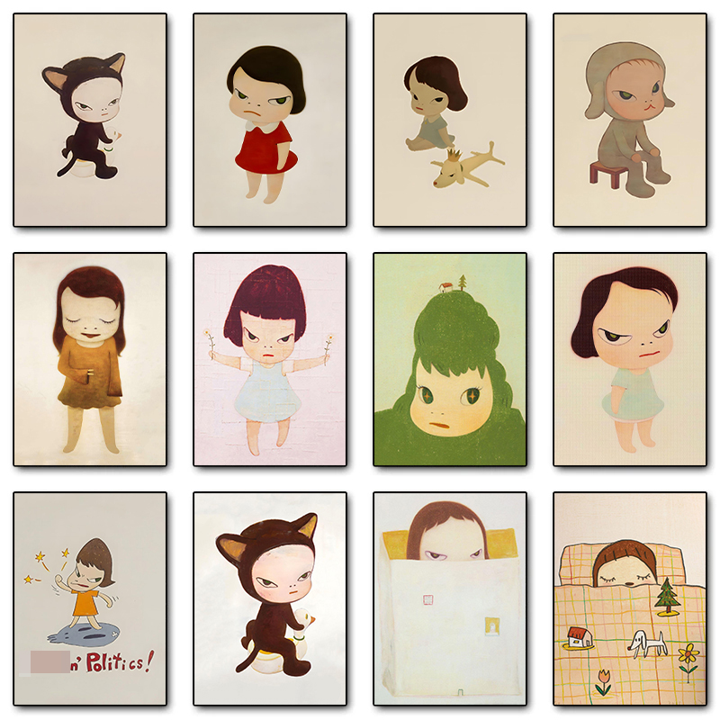 Vintage Fashion Wall Art - 1pc フレームレスキャンバス絵画吉本奈良夢人形ポスターとプリントキャンバス印刷ヴィンテージ壁アート画像クラブバー用