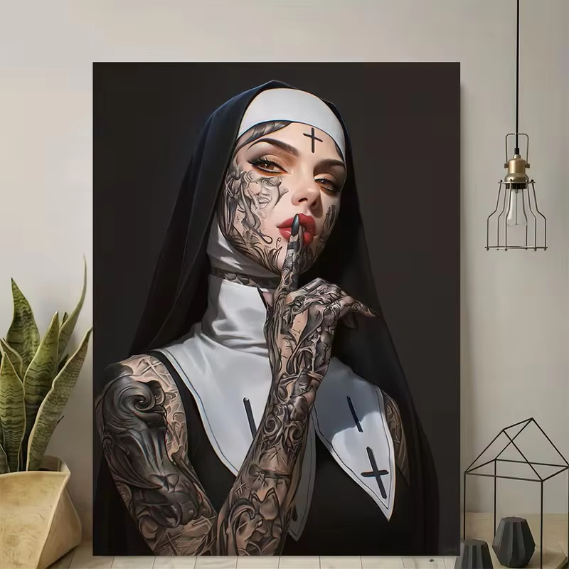 ファッションガールタトゥーナンキャンバスポスターウォールアー - Vintage Fashion Illustrations のレビューと価格