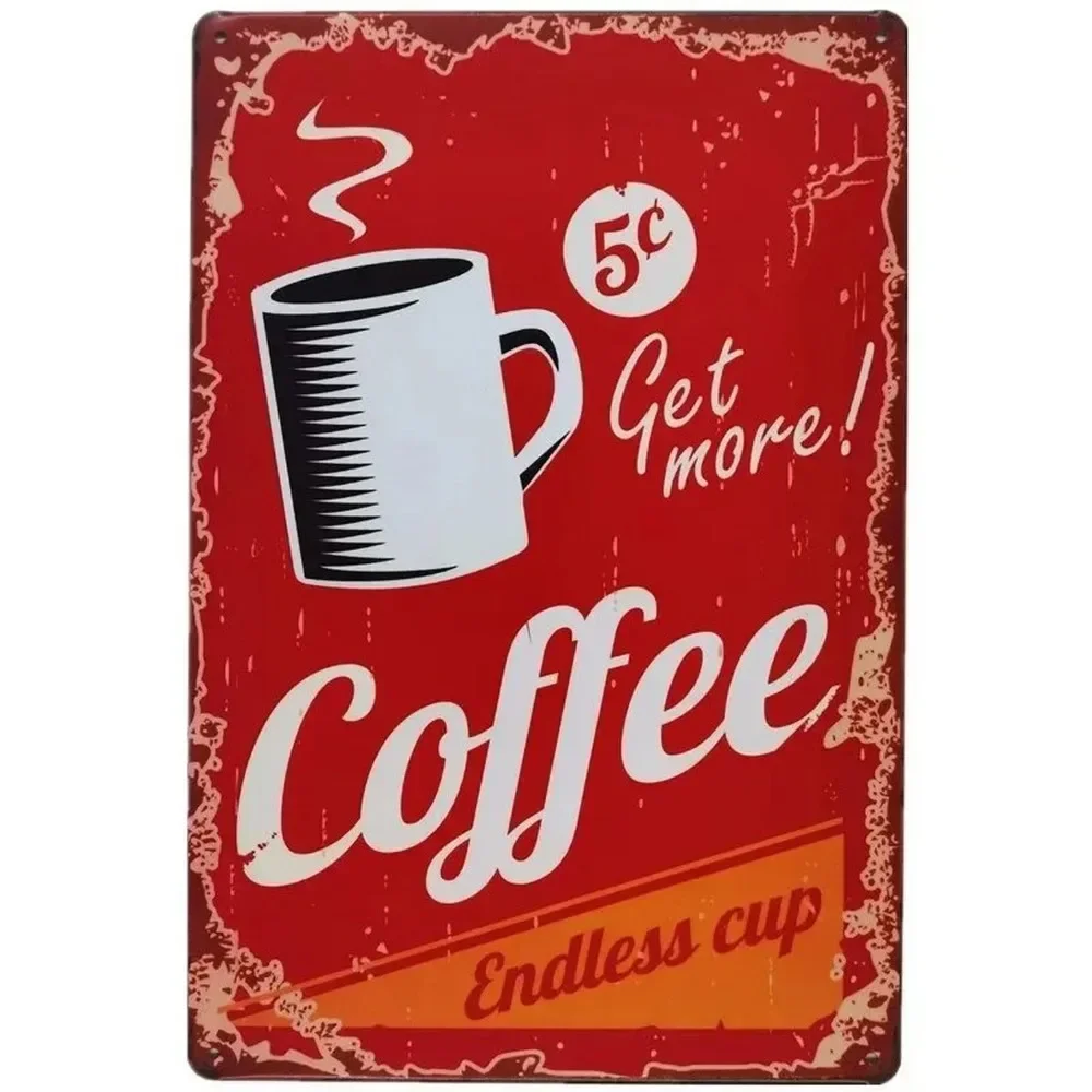 プラークメタルサインドリンクコーヒーウォールデコレーションヴ - Vintage Fashion Wall Art のレビューと価格