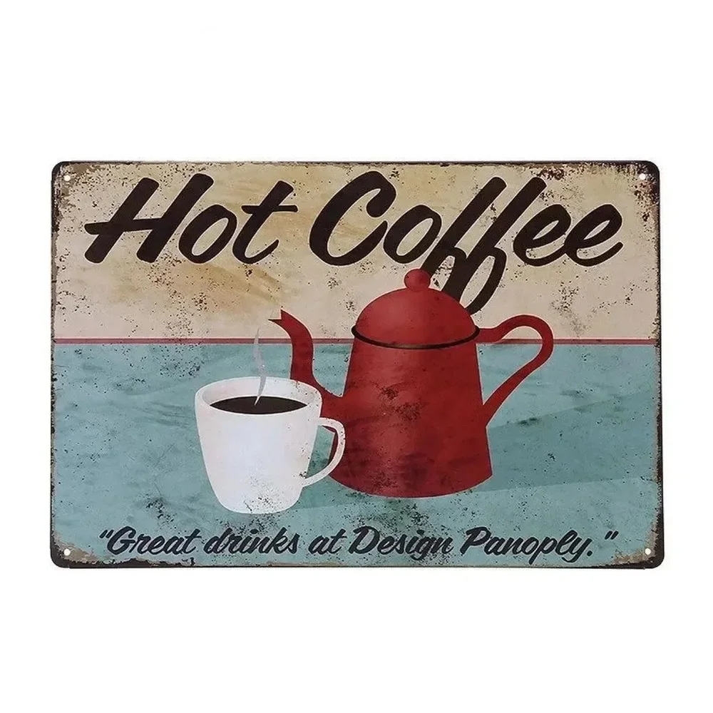 プラークメタルサインドリンクコーヒーウォールデコレーションヴ - Vintage Fashion Wall Art のレビューと価格