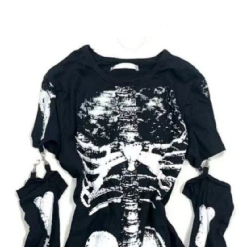 ゴシックスケルトングラフィック Tシャツ 取り外し可能な袖付 - Vintage Fashion Subculture のレビューと価格