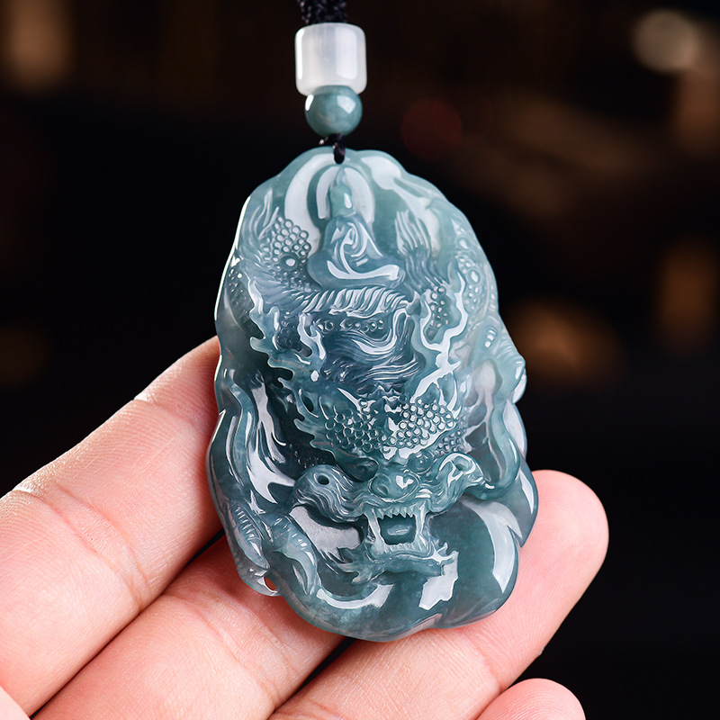 天然ビルマ翡翠ドラゴンペンダントネックレスヴィンテージデザイ - Vintage Fashion Jewelry のレビューと価格
