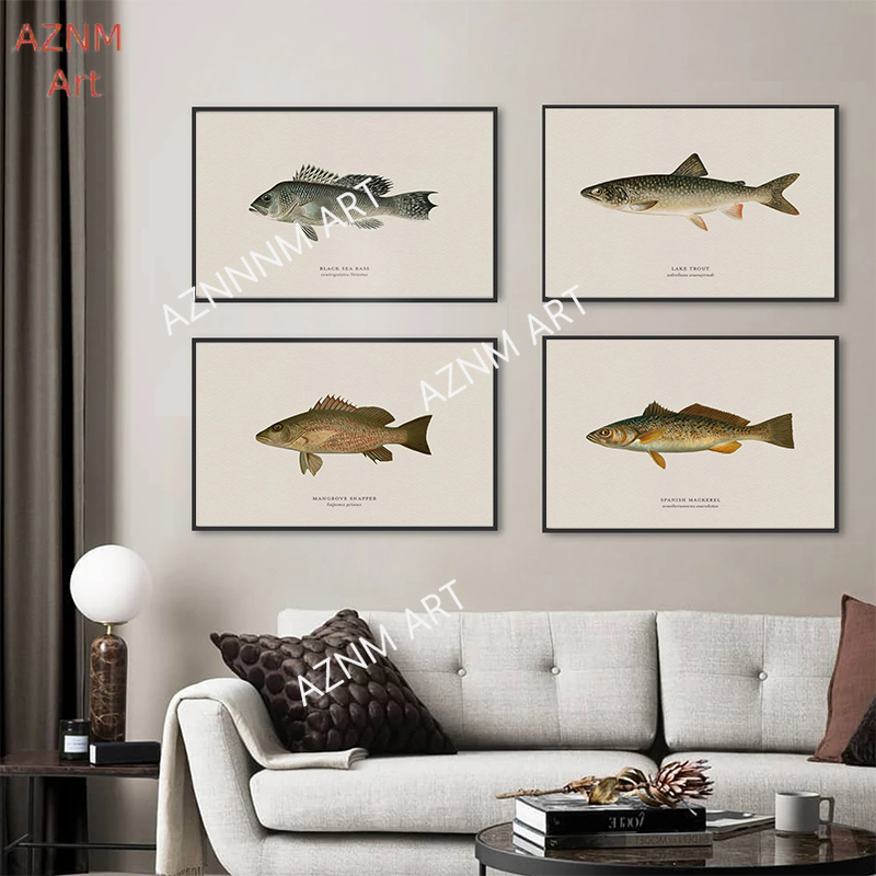 ヴィンテージバスフィッシュトラウトフライフィッシングポスター - Vintage Fashion Wall Art のレビューと価格