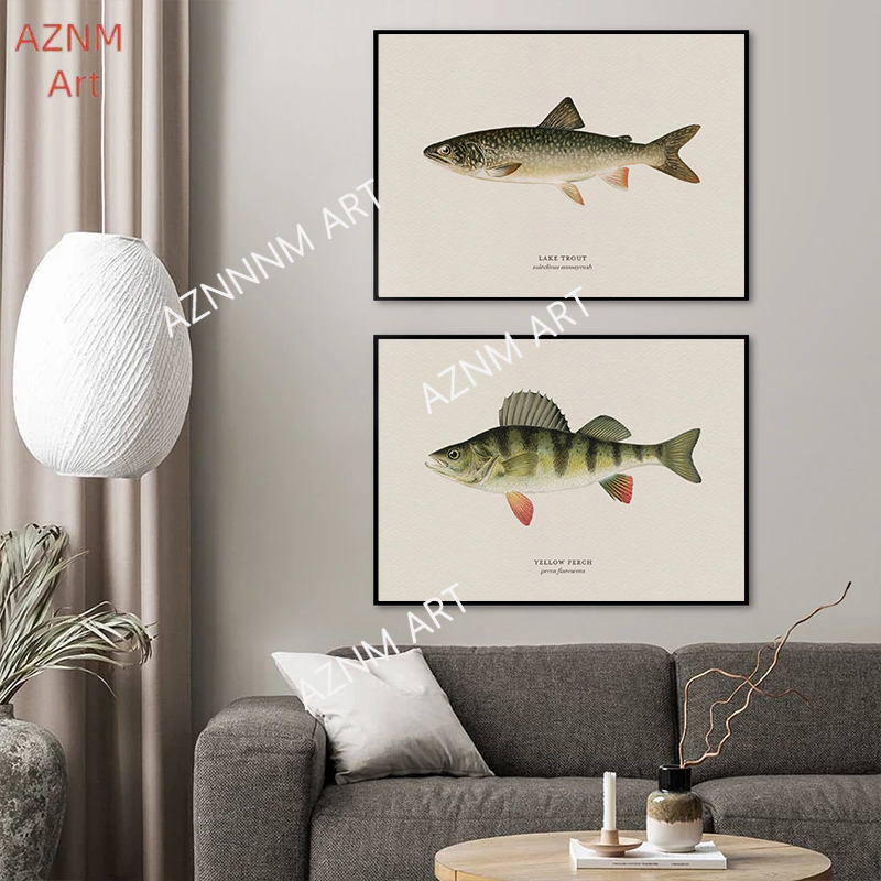ヴィンテージバスフィッシュトラウトフライフィッシングポスター - Vintage Fashion Wall Art のレビューと価格