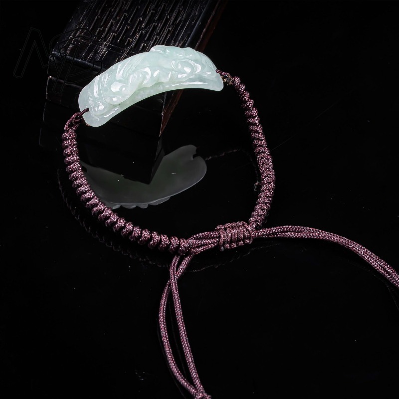ビルマ翡翠貔貅ブレスレット彫刻手編み天然翡翠ブレスレットバン - Vintage Fashion Jewelry のレビューと価格