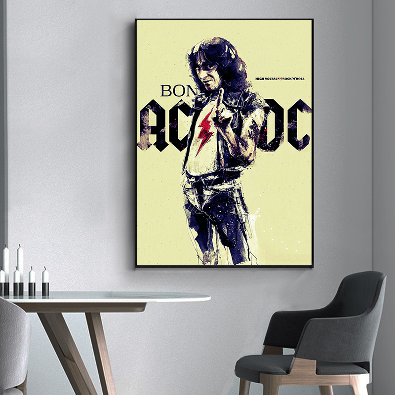 AC_DC バンドキャンバスアートレトロポスター壁アート画像 - Vintage Fashion Illustrations のレビューと価格