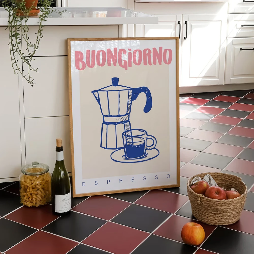 現代コーヒーエスプレッソ壁アートプリントトレンディなレトロヴ - Vintage Fashion Wall Art のレビューと価格
