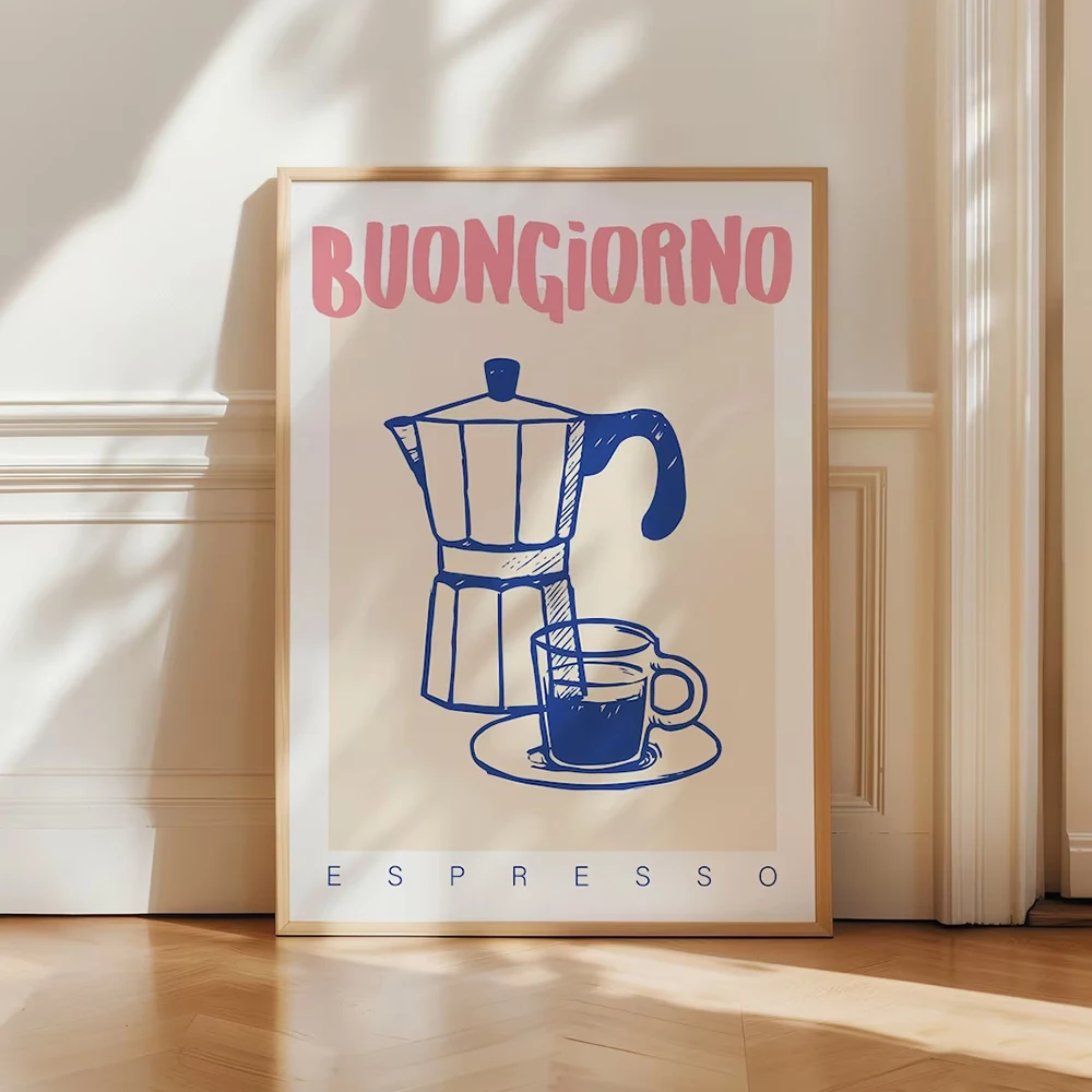現代コーヒーエスプレッソ壁アートプリントトレンディなレトロヴ - Vintage Fashion Wall Art のレビューと価格