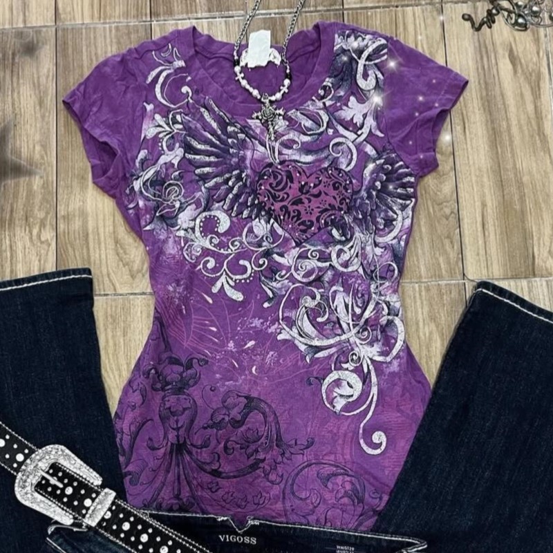 ハイストリートパンク レディース Tシャツ パープル ホップ - Vintage Fashion Subculture のレビューと価格