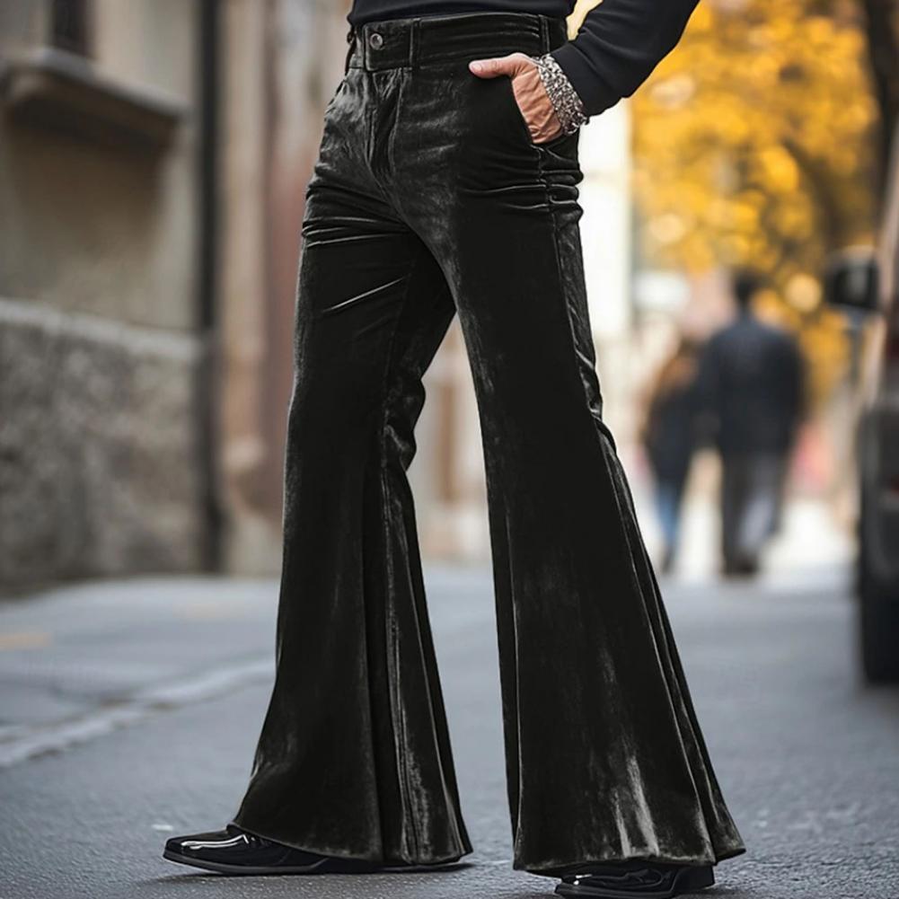 メンズベルボトムベルベットパンツレトロスタイル 70 年代デ - Wide Leg Trouser 70S のレビューと価格