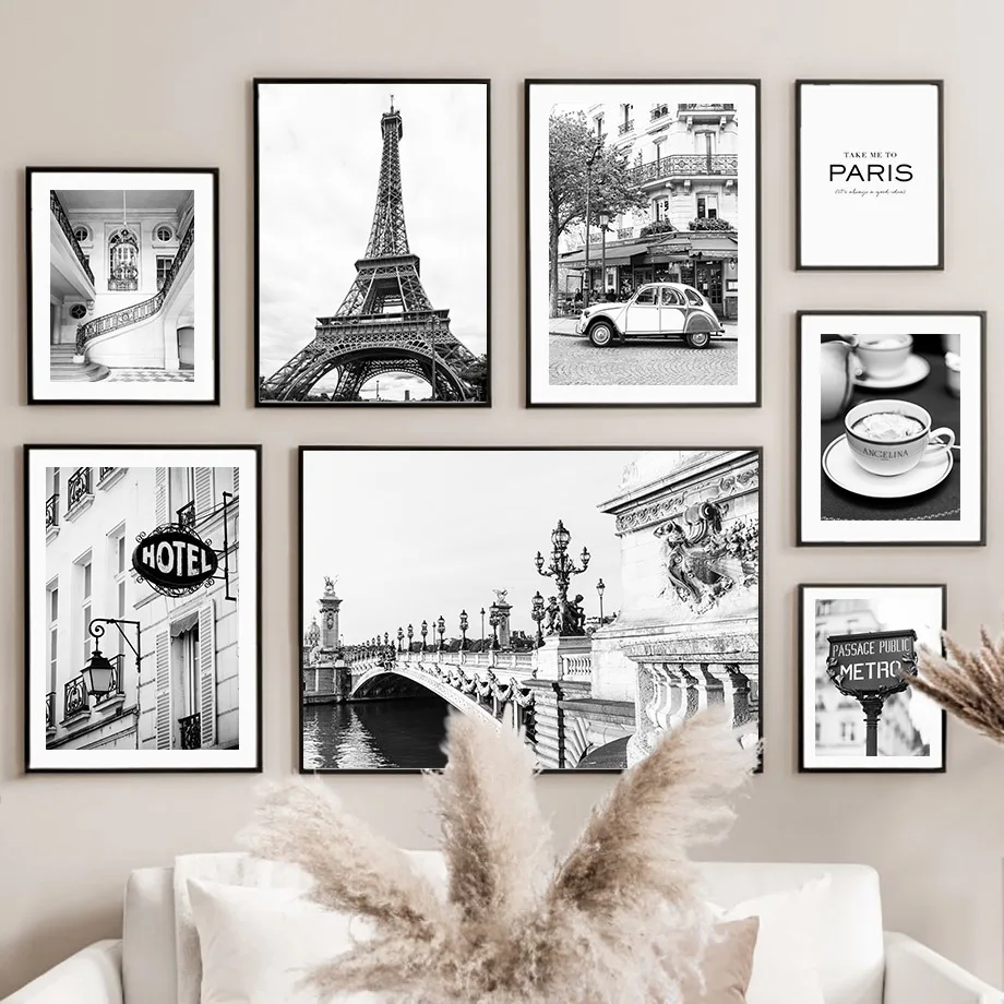 ウォールアートキャンバス絵画　黒白パリタオルカフェストア　ヴ - Vintage Fashion Wall Art のレビューと価格