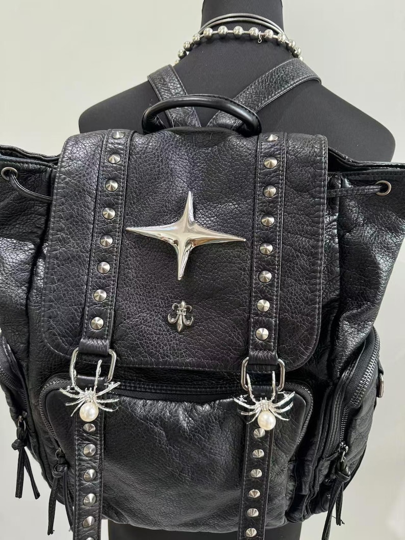 ゴシックパンク Pu レザーショルダーバッグリベット Y2K - Vintage Fashion Boutique のレビューと価格