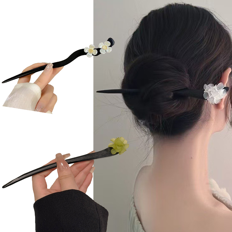 ヴィンテージ中国風の木製花ヘアスティックパールヘアピンジュエ - Vintage Fashion In Chinese のレビューと価格