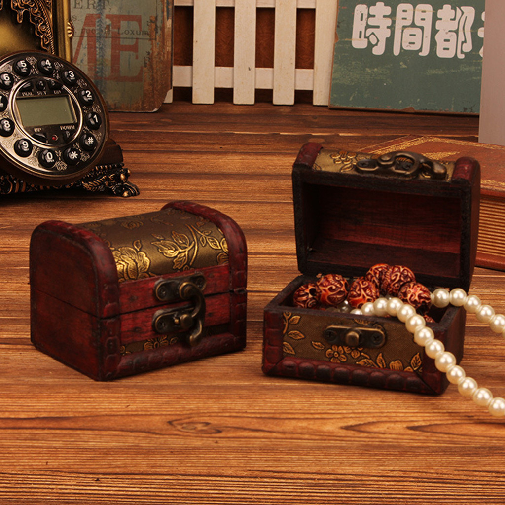 中国風のヴィンテージ木製ジュエリーボックスロック付き小物入れ - Vintage Fashion Jewelry のレビューと価格