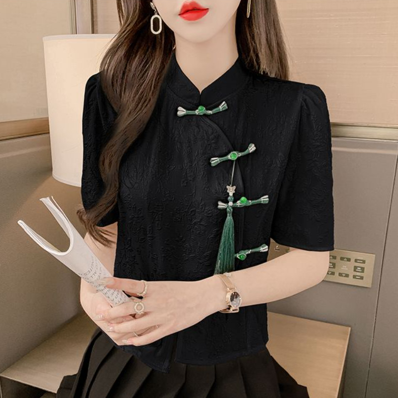 女性のヴィンテージプリントブラウス,エレガントな服,フリンジ - Vintage Fashion In Chinese のレビューと価格