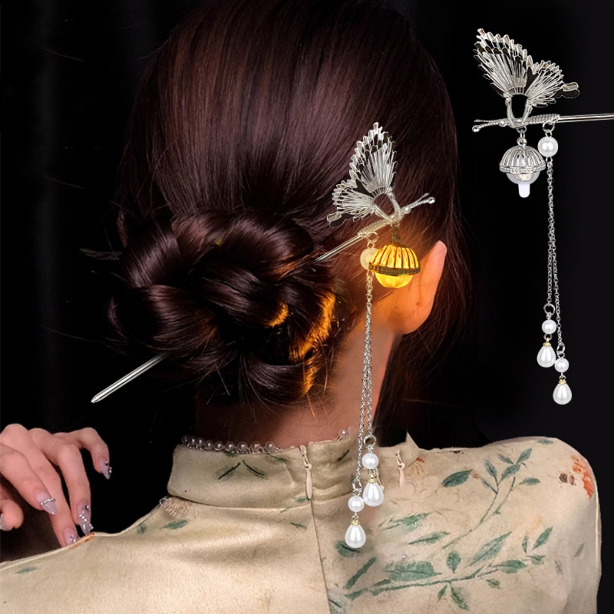 発光花ヘアピン女性のためのクリエイティブ蓮発光ランタンタッセ - Vintage Fashion In Chinese のレビューと価格