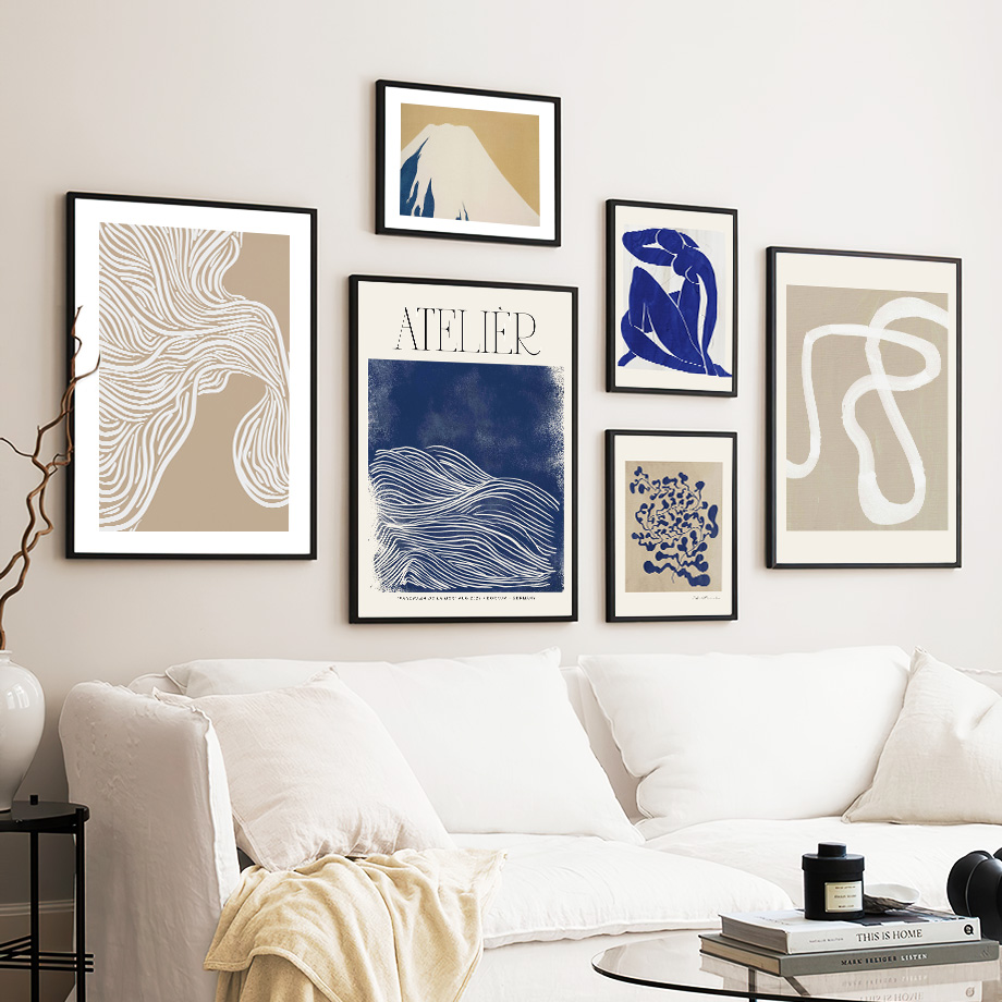 抽象的なブルーのヴィンテージポスターとプリント、マティスのラ - Vintage Fashion Wall Art のレビューと価格