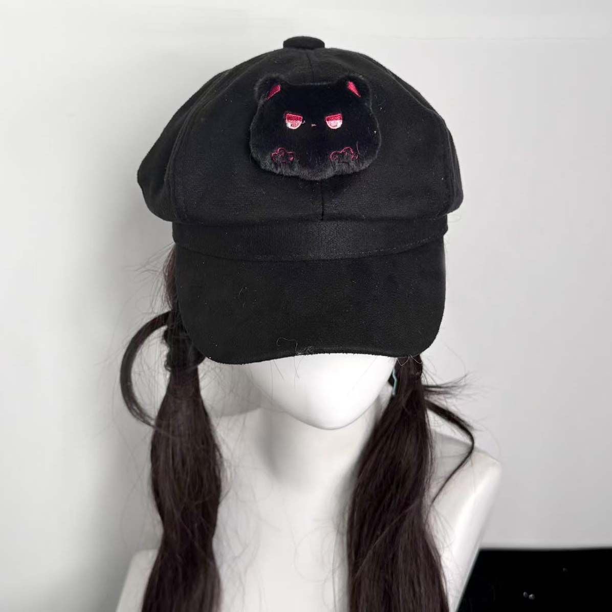 オリジナル手作り女性原宿かわいい黒クマ八角形キャップ女性ベレ - Vintage Fashion Subculture のレビューと価格