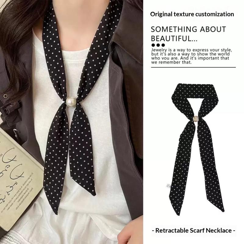 ヴィンテージポルカドットシフォンビーズスカーフ女性用軽量シー - Vintage Fashion Wear のレビューと価格