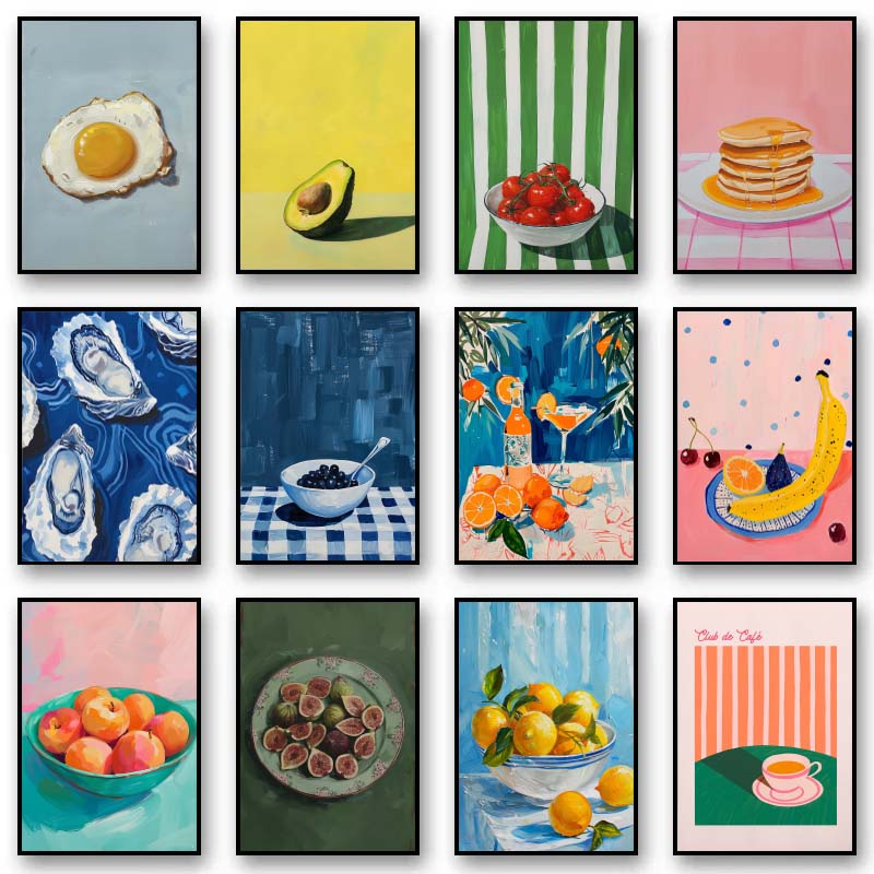 ヴィンテージダイニングフルーツオレンジアボカドトマトコーヒー - Vintage Fashion Wall Art のレビューと価格